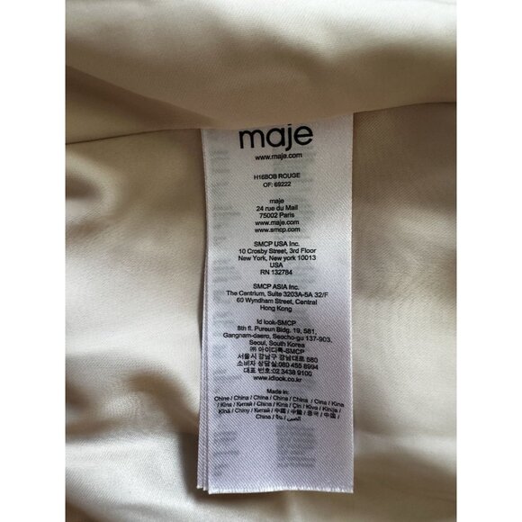 Maje Red Satin Floral Applique Bomber Jacket Size 38 - Picture 14 of 14